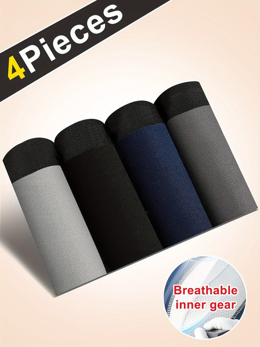 Lot de 4 Boxers pour Sportifs - Confort et Performance - 4 Coloris : Noir, Gris Clair, Gris Foncé, Bleu Marine - Vente au Maroc