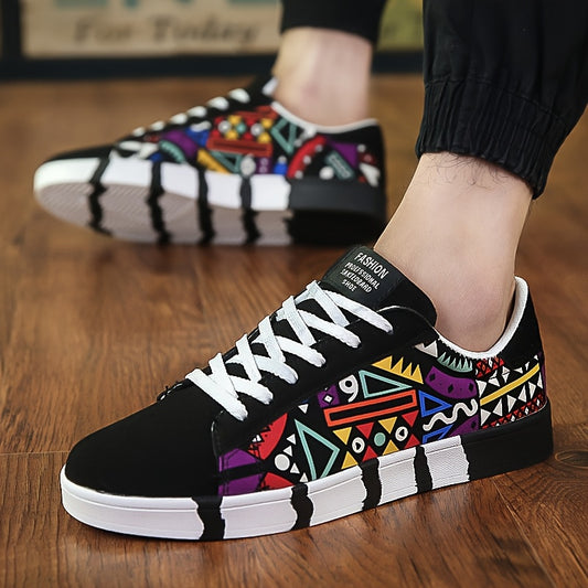 Chaussures sneakers pour hommes maroc, style urbain décontracté de sport Preppy, couleur unie avec rayures et motifs de dessins