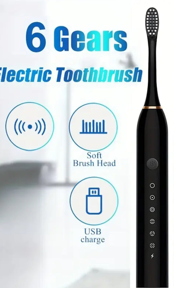 Brosse à Dents Électrique Sonic Rechargeable - avec 4 Têtes