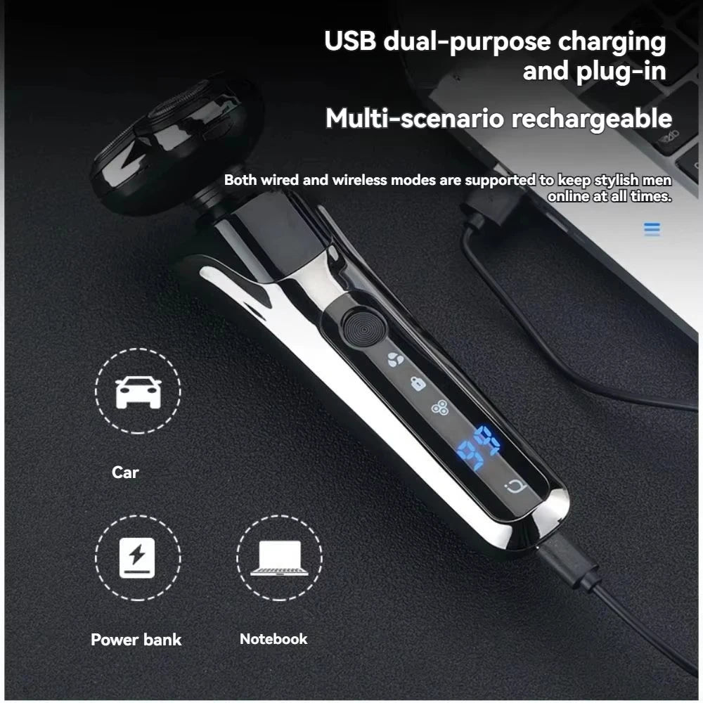 Rasoir Électrique Xiaomi 3-en-1 Rechargeable avec Têtes Lavables et Écran Digital